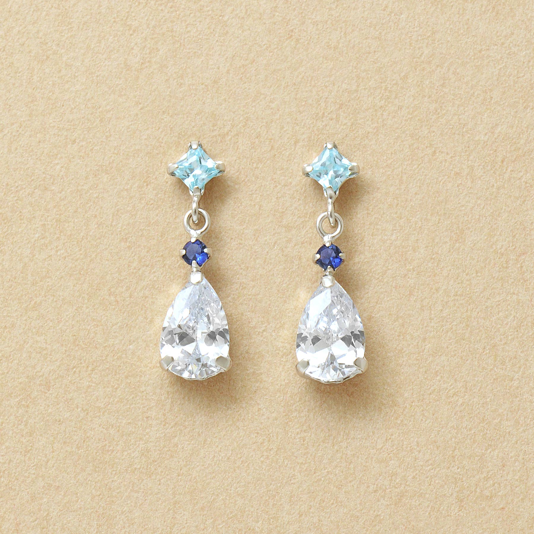10K Drop Swinging Earrings (White Gold) - Product Image