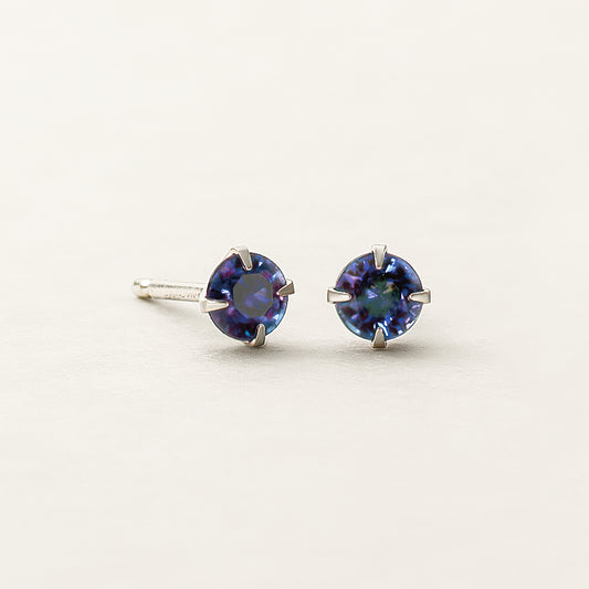 [Second Earrings] Platinum Synthetic Alexandrite Earrings - Product Image