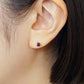 [Second Earrings] Platinum Synthetic Alexandrite Earrings - Model Image