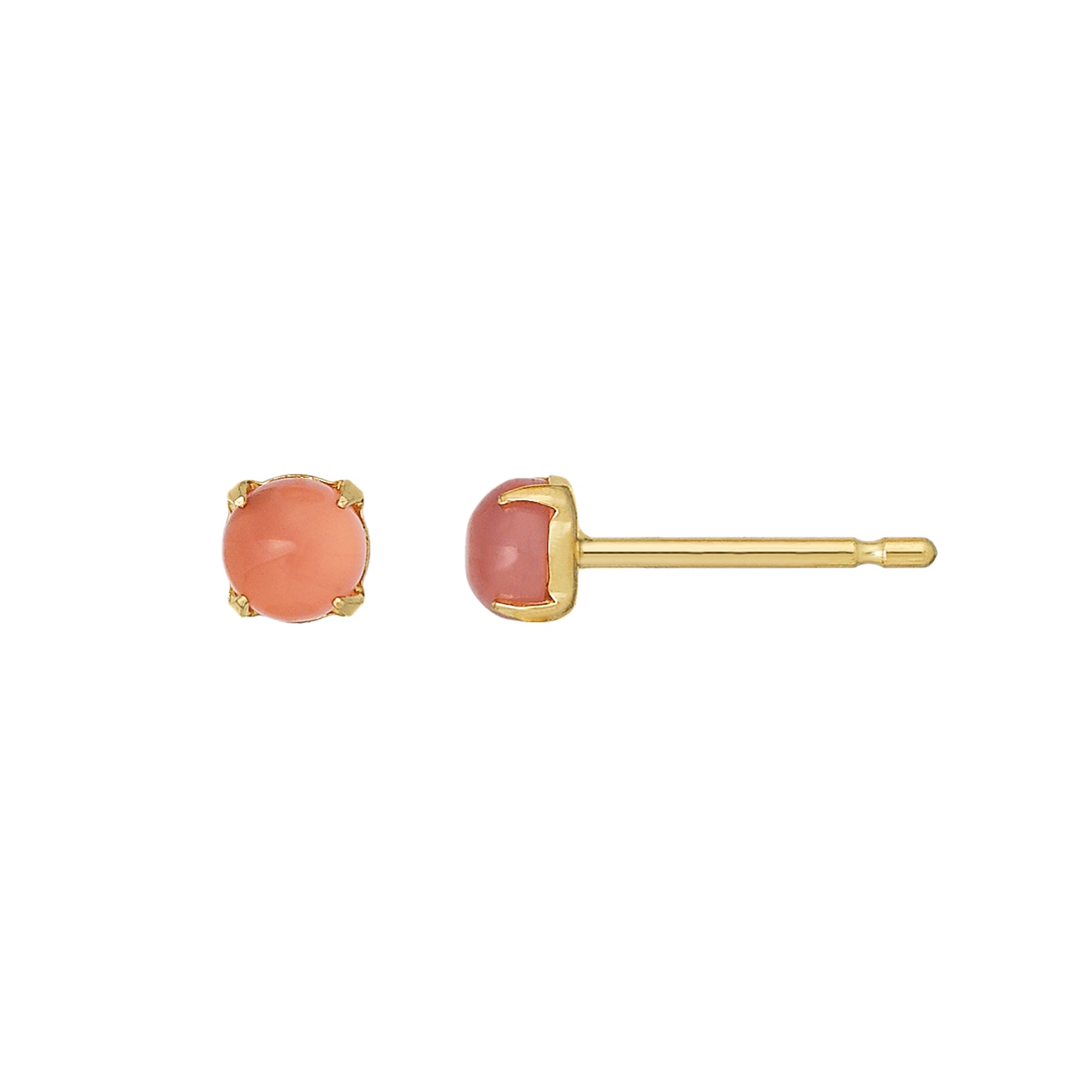 [Second Earrings] 18K Yellow Gold Inca Rose Cabochon Earrings - Product Image