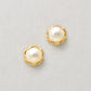 18K/10K Freshwater Pearl Circle Stud Earrings (Yellow Gold) - Product Image