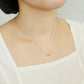 [Birth Flower Jewelry] April - Cherry Blossoms Horizontal Line Necklace (10K Rose Gold) - Model Image