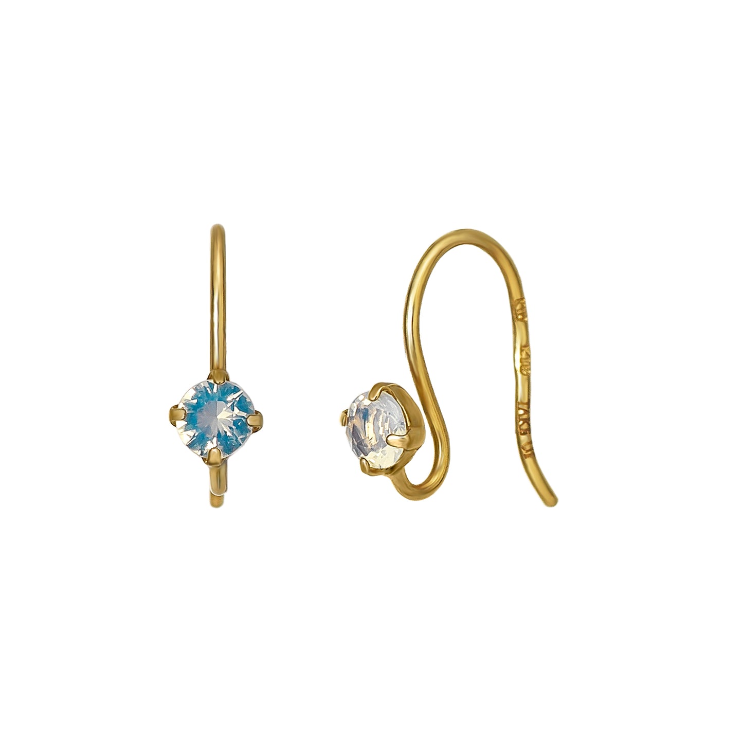 [Palette] 18K/10K Glass Opal Base Earrings (Yellow Gold) - Product Image