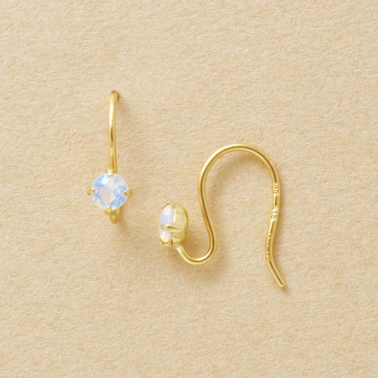 [Palette] 18K/10K Glass Opal Base Earrings (Yellow Gold) - Product Image