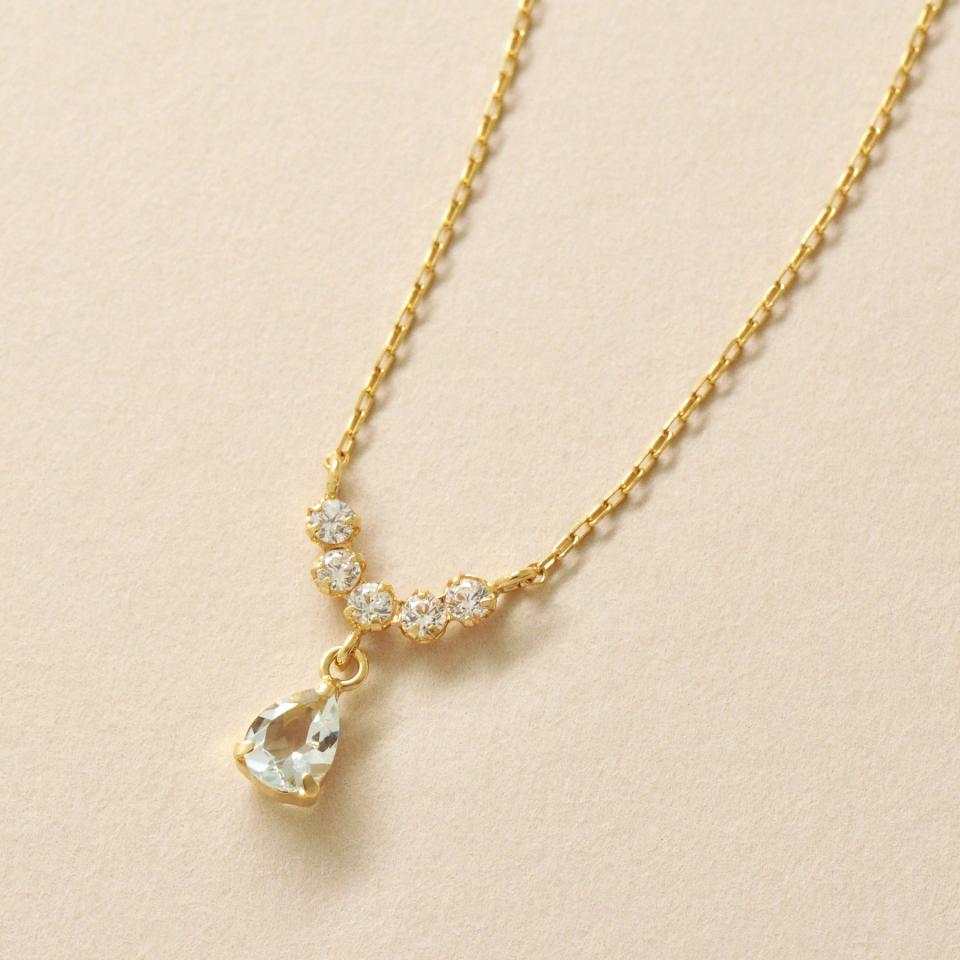 10K Yellow Gold Aquamarine Swinging Necklace - Product Image