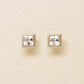 [Second Earrings] Platinum White Sapphire Square Earrings - Product Image