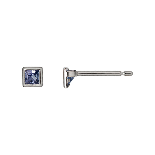 [Second Earrings] Platinum Tanzanite Square Earrings - Product Image