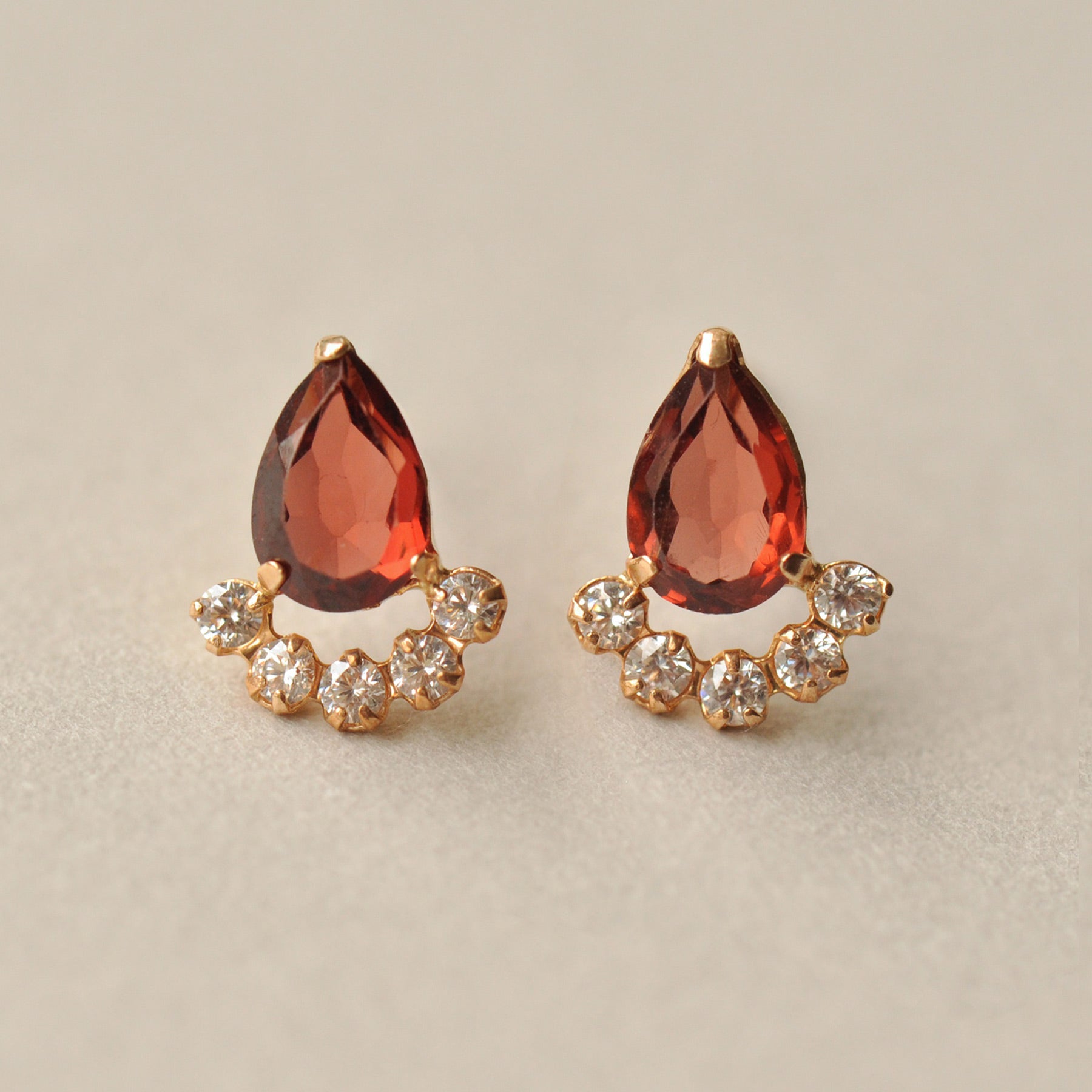 18K/10K Yellow Gold Dew Drop Glittering Earrings - Product Image