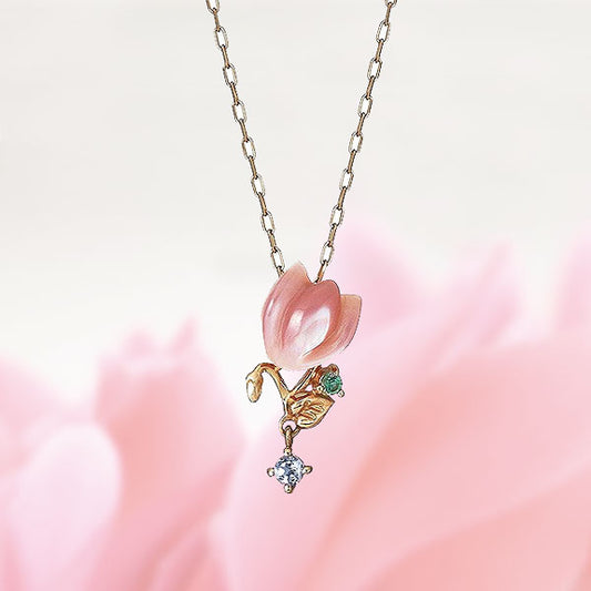 [Birth Flower Jewelry] December - Cyclamen Necklace (10K Rose Gold) - Product Image