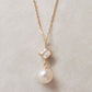 10K Yellow Gold Freshwater Pearl Mill Square Necklace - Product Image