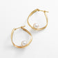 18K / 10K Yellow Gold Twisted Hoop Pearl Earrings Large - Product Image