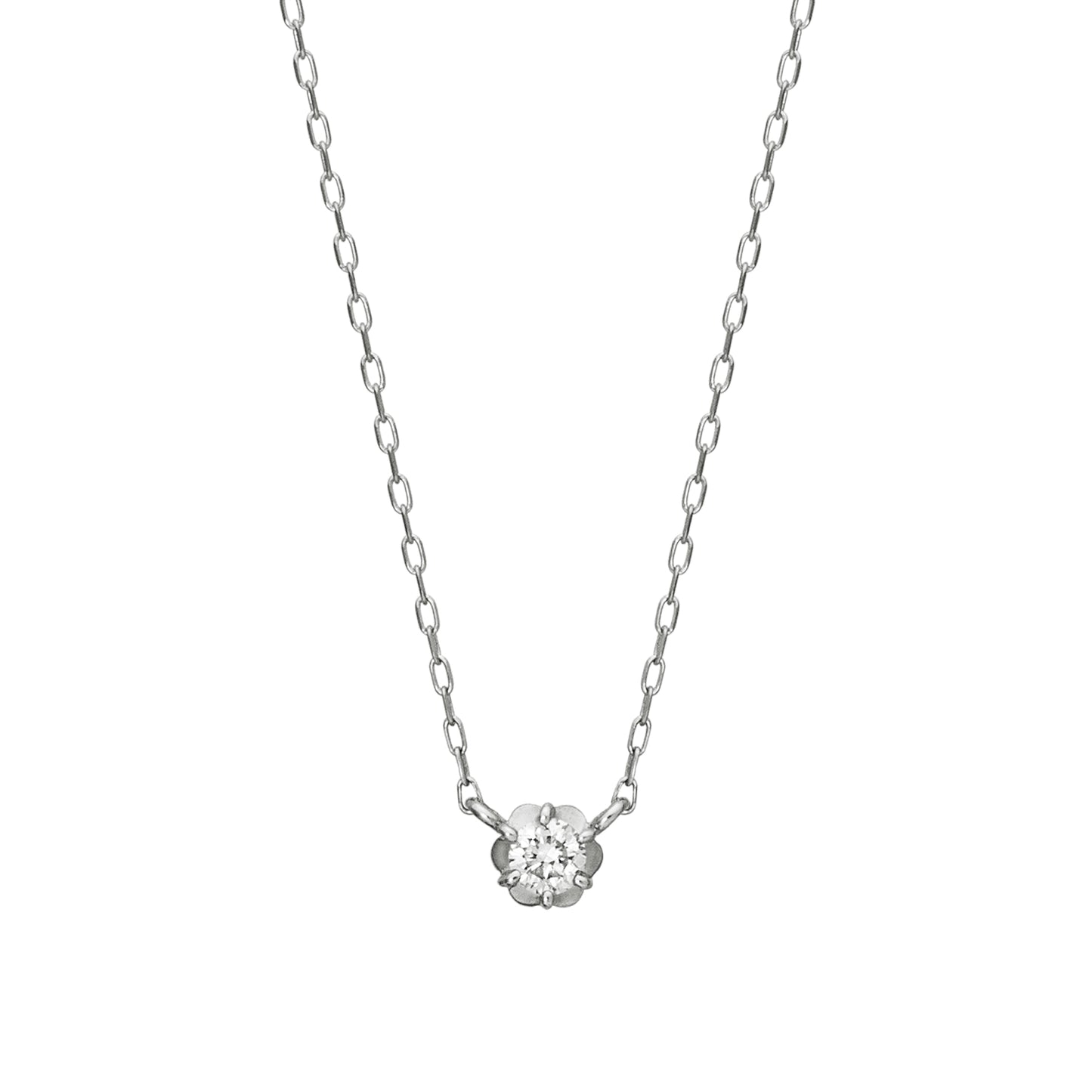 Fiolette Setting Single Diamond Necklace 0.07ct (10K White Gold) - Product Image