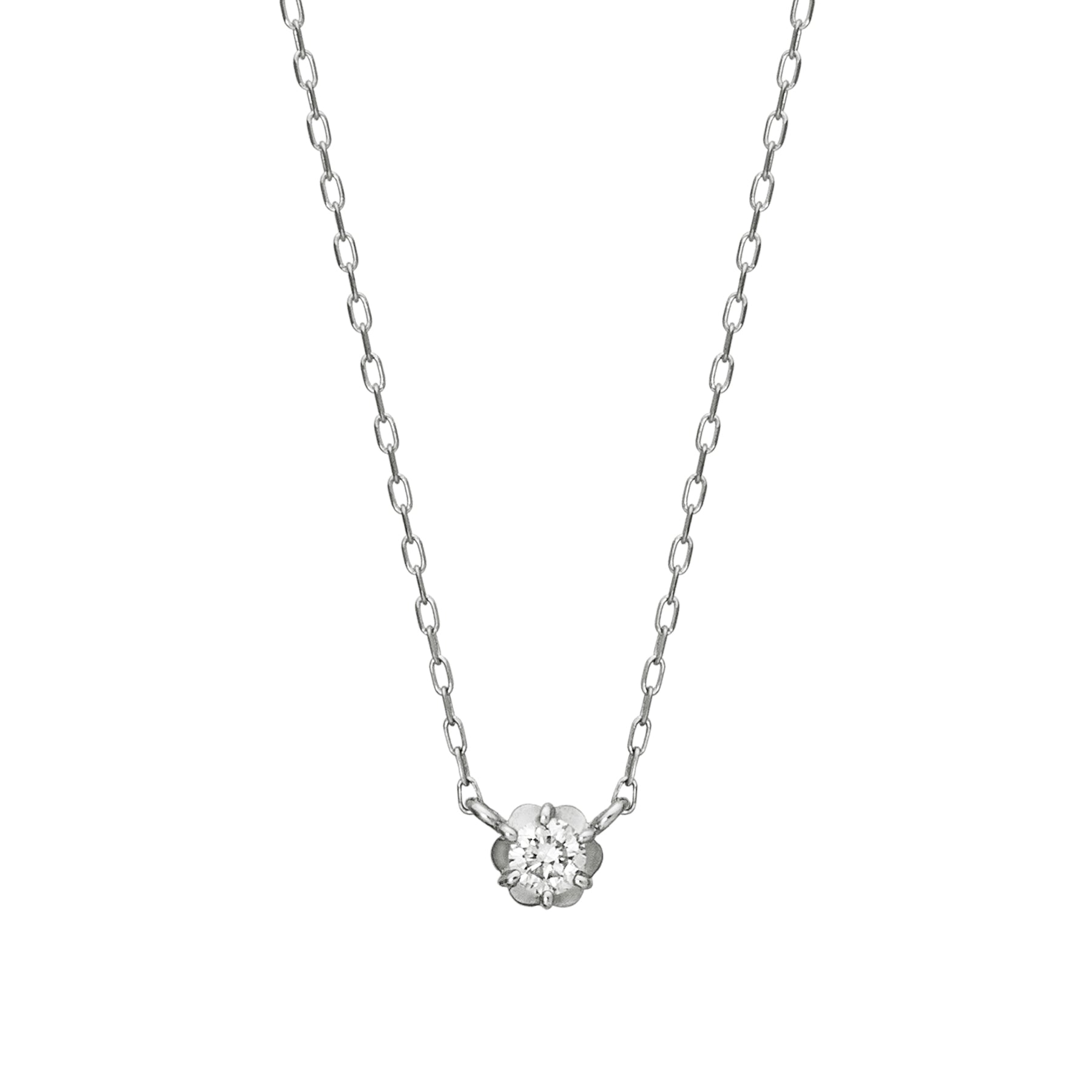 Fiolette Setting Single Diamond Necklace 0.07ct (10K White Gold) - Product Image