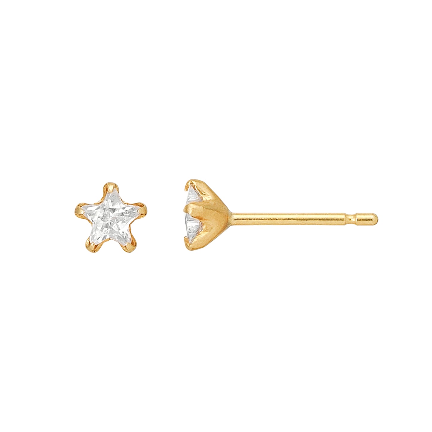 [Second Earrings] 18K Yellow Gold Star Cut Clear Cubic Zirconia Earrings - Product Image