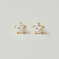 [Second Earrings] 18K Yellow Gold Star Cut Clear Cubic Zirconia Earrings - Product Image