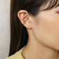[Second Earrings] 18K Yellow Gold Star Cut Clear Cubic Zirconia Earrings - Model Image