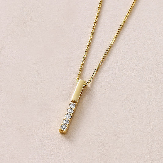 10K Yellow Gold Diamond 5-Stone Bar Necklace - Product Image
