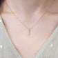 10K Yellow Gold Diamond 5-Stone Bar Necklace - Model Image