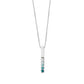 Ice Blue Diamond Gradient Straight Bar Necklace (10K White Gold) - Product Image