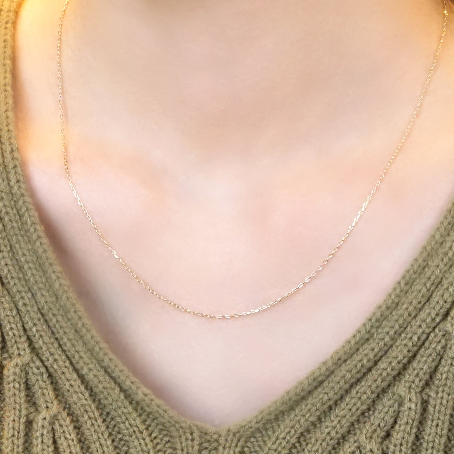 [Palette] 10K Yellow Gold Slide Pin Chain Necklace - Model Image
