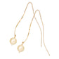 Gold Filled Wave Line Pearl Earrings - Product Image