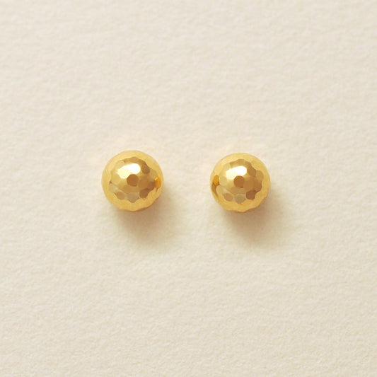 [Second Earrings] 18K Yellow Gold Mirror Ball Earrings (Φ4mm) - Product Image
