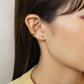 [Second Earrings] 18K Yellow Gold Mirror Ball Earrings (Φ4mm) - Model Image