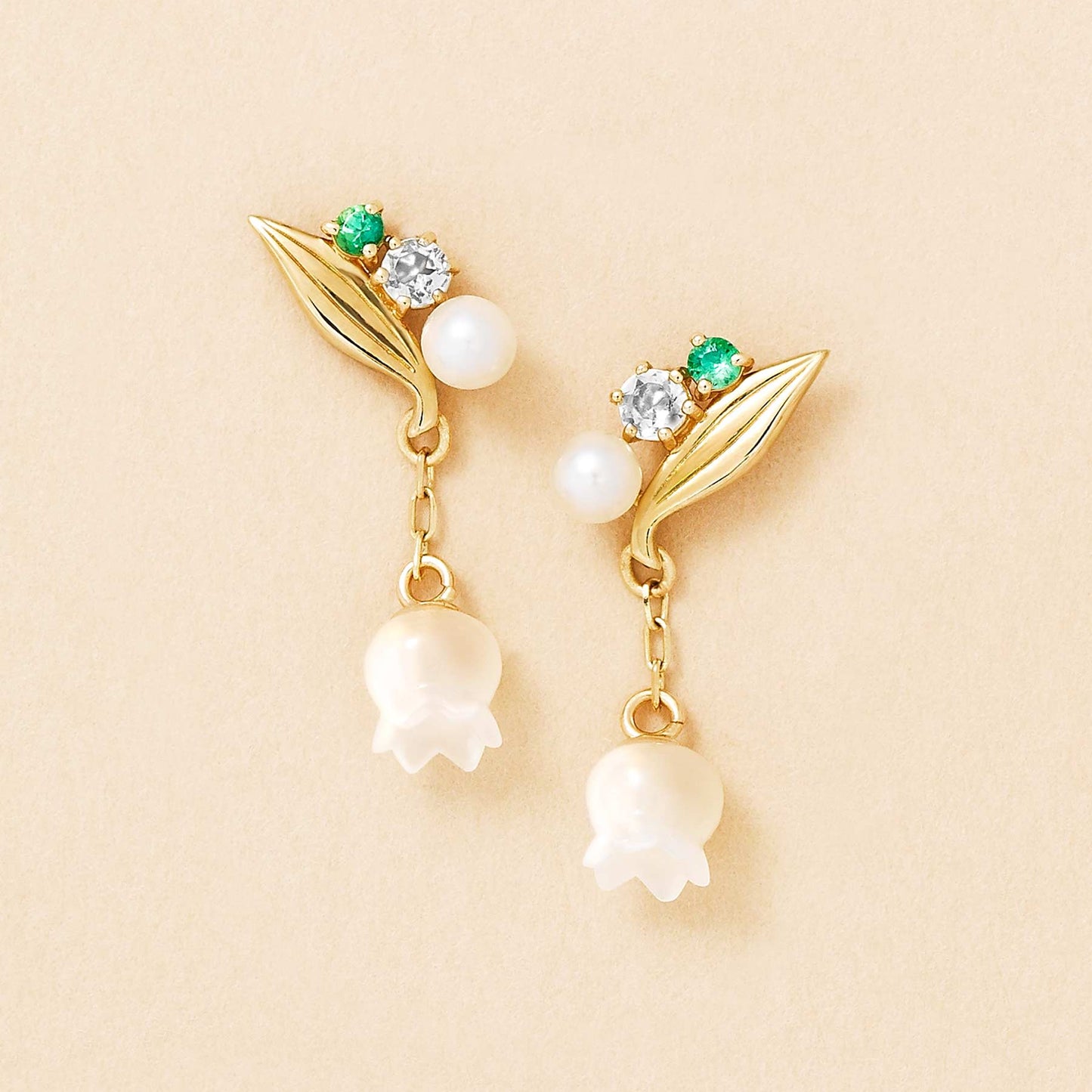 [Birth Flower Jewelry] May Lily of the valley Earrings (Carving) - Product Image