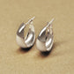 14K/10K White Gold Moon Design Hoop Earrings - Product Image