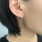 14K/10K White Gold Moon Design Hoop Earrings - Model Image