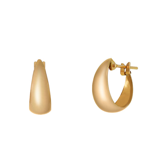 10K Yellow Gold Moon Design Hoop Earrings - Product Image