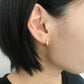 10K Yellow Gold Moon Design Hoop Earrings - Model Image