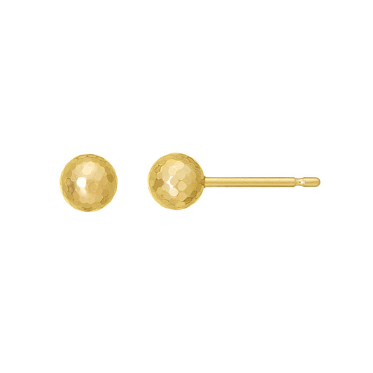 [Second Earrings] 18K Yellow Gold Mirror Ball Earrings (Φ5mm) - Product Image