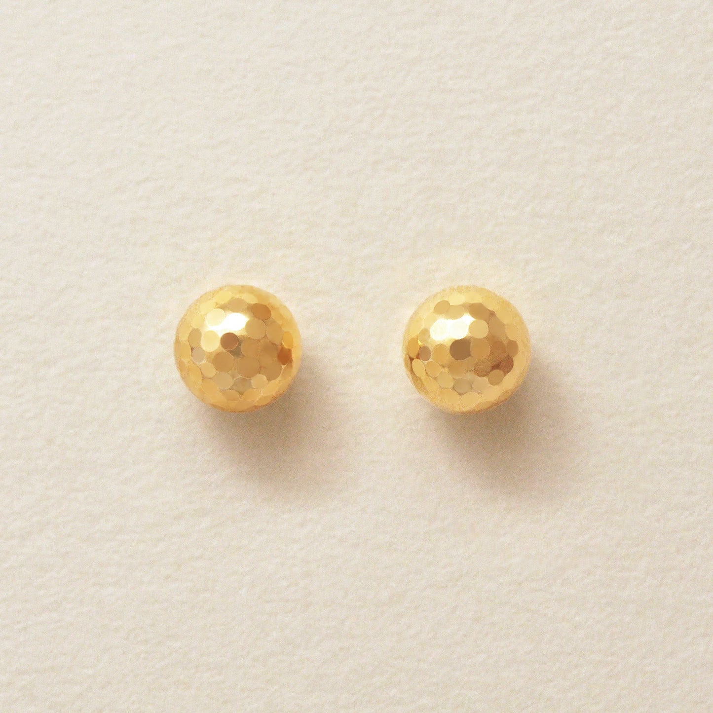 [Second Earrings] 18K Yellow Gold Mirror Ball Earrings (Φ5mm) - Product Image