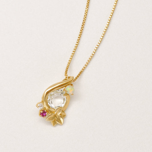 [Birth Flower Jewelry] July - Lily Necklace (10K Yellow Gold) - Product Image