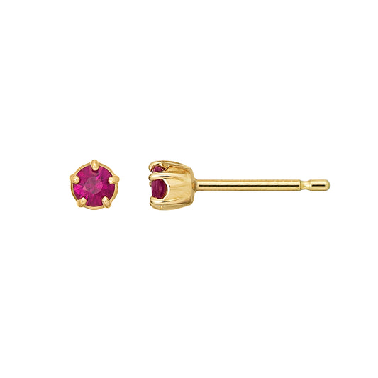 [Second Earrings] 18K Yellow Gold Ruby Earrings (Φ3mm) - Product Image