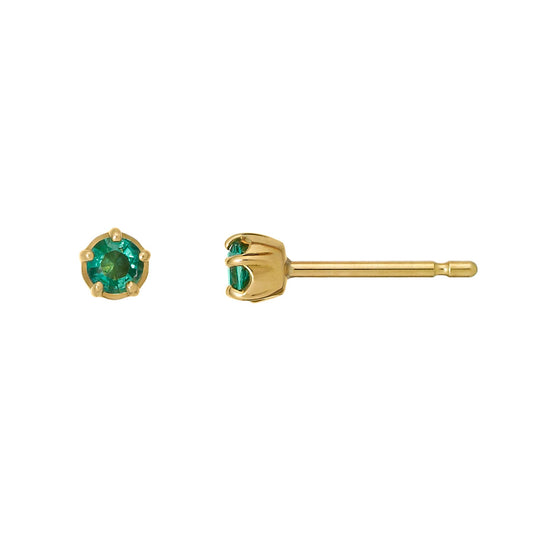 [Second Earrings] 18K Yellow Gold Emerald Earrings (Φ3mm) - Product Image