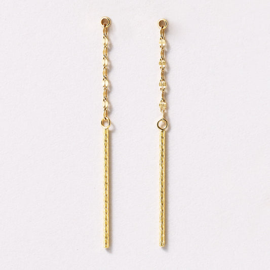 [Palette] 18K Yellow Gold Glittering Chain Bar Earring Charms - Product Image