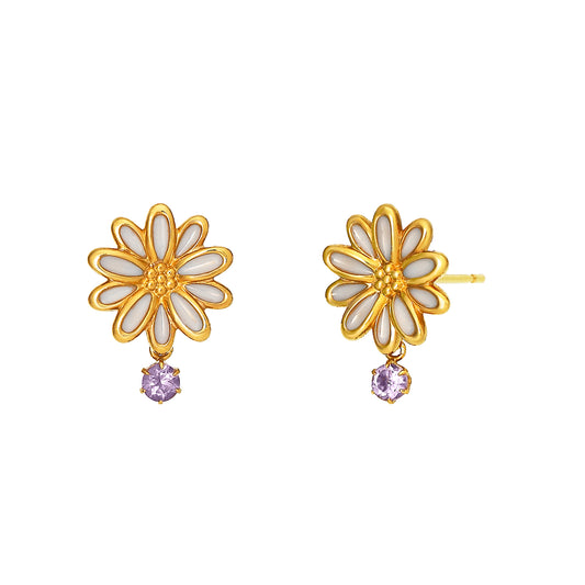 [Birth Flower Jewelry] February - Marguerite Earrings (925 Sterling Silver / 18K) - Product Image