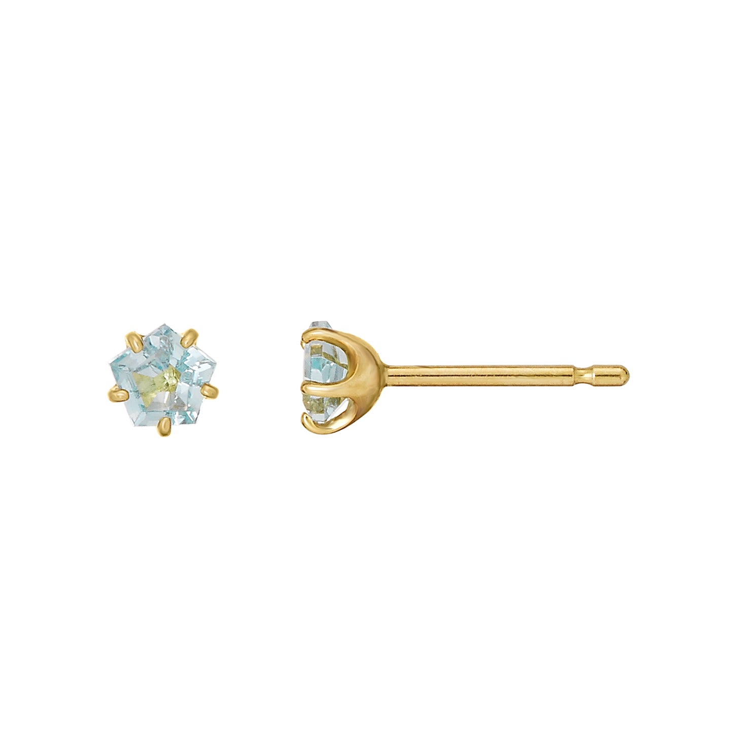 [Second Earrings] 18K Yellow Gold Blue Topaz Pentagon Cut Earrings - Product Image