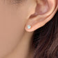 [Second Earrings] 18K Yellow Gold Blue Topaz Pentagon Cut Earrings - Model Image
