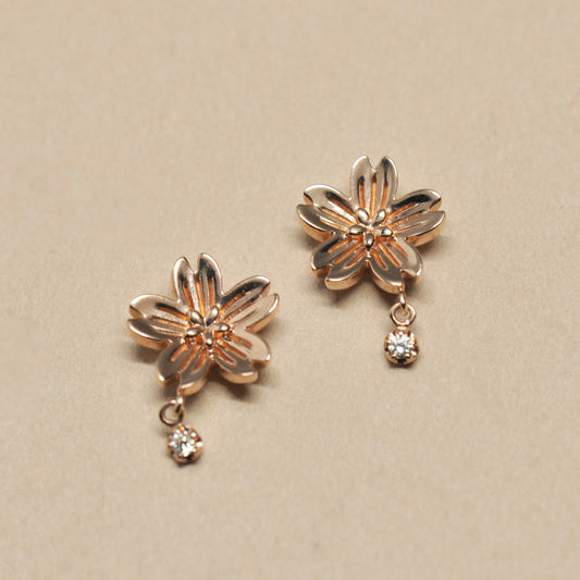 [Birth Flower Jewelry] April - Cherry Blossoms Earrings (925 Sterling Silver / 18K) - Product Image