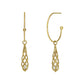 18K Yellow Gold Pannier Long Drop Crescent Earrings - Product Image