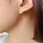 18K Yellow Gold Pannier Long Drop Crescent Earrings - Model Image