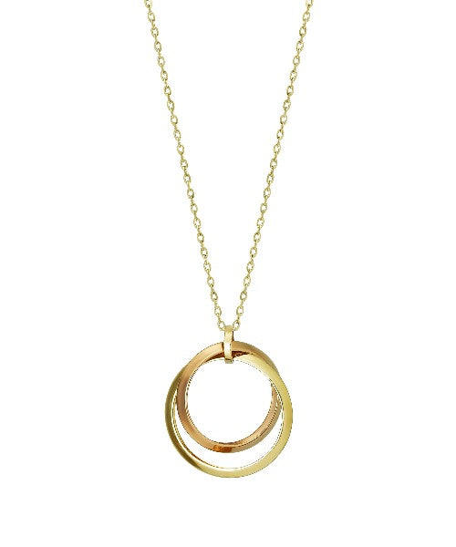 10K Yellow Gold / 10K Rose Gold Tripartite Circle Necklace - Product Image