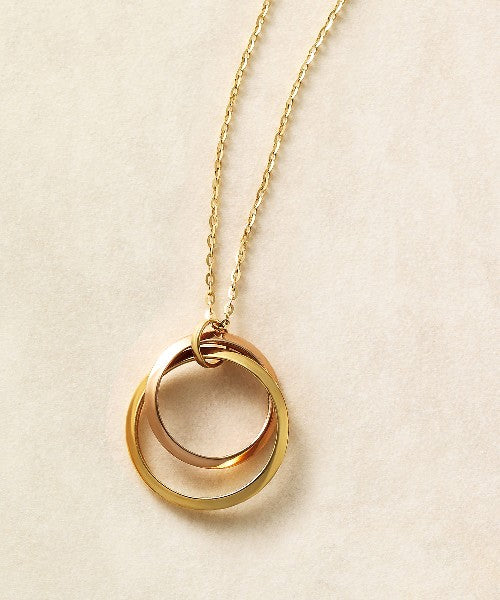 10K Yellow Gold / 10K Rose Gold Tripartite Circle Necklace - Product Image