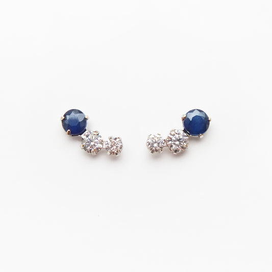 14K/10K White Gold Blue Sapphire Stud Earrings - Product Image