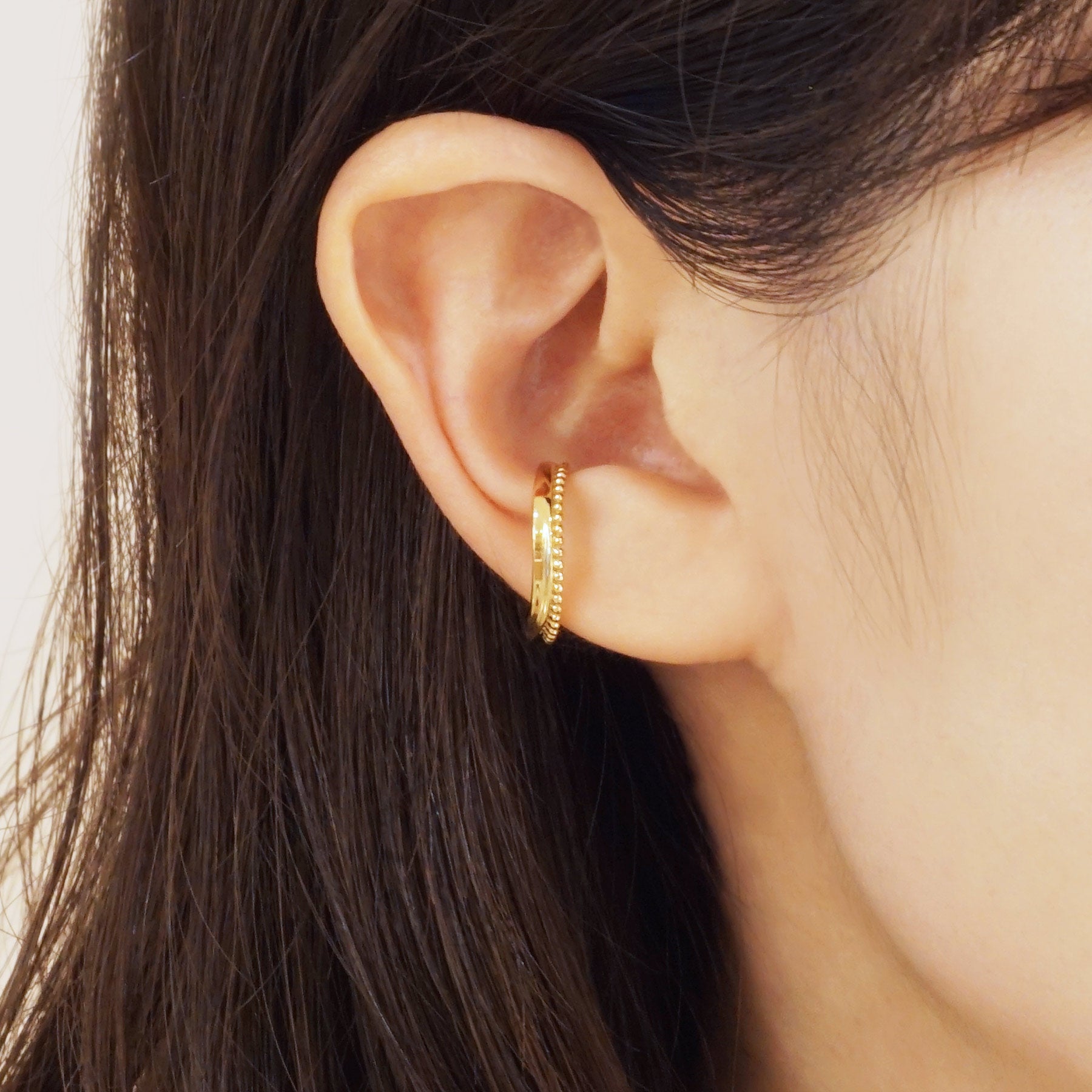 Silver Earring Cuff (Yellow Gold Plated) - Model Image