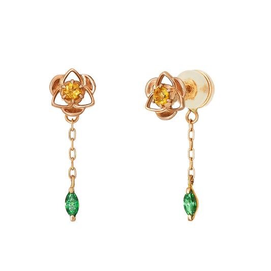 [Birth Flower Jewelry] November - Camellia Earrings (18K/10K Rose Gold) - Product Image