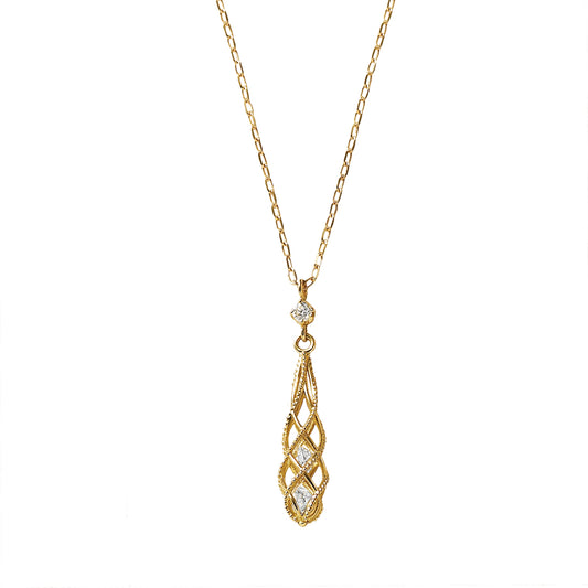 18K Yellow Gold Pannier Long Drop Necklace - Product Image